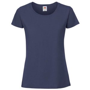Koszulka Damska Iconic 195 Premium Ringspun Cotton T-shirt. Niebieskie bluzki FRUIT OF THE LOOM, l, bez wzorów, sportowe, bez kołnierzyka, bez ramiączek. Za 32,99 zł.