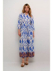 Cream Sukienka w kolorze biało-niebieskim rozmiar: S/M. Białe sukienki Cream, m, bez wzorów, z wiskozy, bez kołnierzyka, bez ramiączek, maxi. Za 131,43 zł.