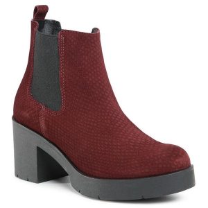 Botki Lasocki. Czerwone botki Lasocki, bez wzorów, bez obcasa, na słupku, bez zapięcia. Za 111,99 zł.