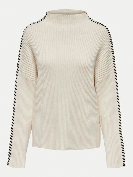 ONLY Golf Queenie 15330680 Beżowy Loose Fit. Brązowe golfy ONLY, bez wzorów, z bawełny. Za 139,99 zł.