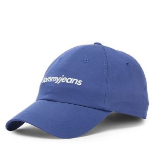 Czapka z daszkiem Tommy Jeans. Niebieskie czapki Tommy Jeans, bez wzorów, z jeansu. Za 129,99 zł.