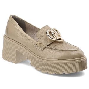 Beżowe Półbuty Armodo Eleganckie Buty Damskie. Brązowe półbuty Armodo, bez wzorów, ze skóry, bez obcasa, na obcasie, bez zapięcia. Za 322,99 zł.
