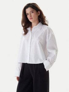 Calvin Klein Jeans Koszula LV047C141G Biały Boxy Fit. Białe koszule Calvin Klein Jeans, xs, bez wzorów, z bawełny, bez kołnierzyka, bez ramiączek. Za 489,99 zł.