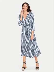 Olsen Sukienka codzienna 13001758 Niebieski Regular Fit. Niebieskie sukienki Olsen, na co dzień, bez wzorów, z bawełny, bez kołnierzyka, bez ramiączek, proste. Za 549,99 zł.