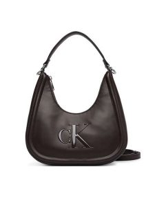 Calvin Klein Torebka Bold Ck Small Crescent Bag LV04F3561G Brązowy ciemny. Brązowe torebki klasyczne Calvin Klein, bez wzorów, ze skóry, bez dodatków. Za 409,99 zł.