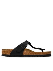 Birkenstock Japonki Gizeh 043691 Czarny. Czarne klapki Birkenstock, bez wzorów, ze skóry, bez obcasa. Za 309,99 zł.
