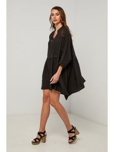 Fleur de Lin Sukienka w kolorze czarnym rozmiar: S. Czarne sukienki Fleur de Lin, s, bez wzorów, ze lnu, bez kołnierzyka, bez ramiączek, mini. Za 187,93 zł.