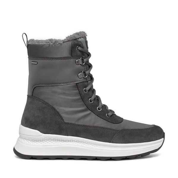 Śniegowce Geox. Szare buty zimowe Geox, bez obcasa, bez zapięcia. Za 469,99 zł.