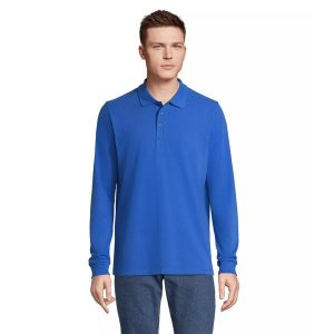 Koszulka polo z długim rękawem Sol's Prime. Niebieskie bluzki SOL'S, s, bez wzorów, eleganckie, bez kołnierzyka, bez ramiączek. Za 134,00 zł.