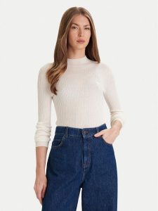 Lacoste Sweter AF4189 Écru Slim Fit. Swetry klasyczne Lacoste, z wełny, bez kołnierzyka. Za 579,99 zł.