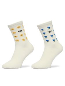 Adidas Skarpety długie JV7833 Écru. Białe skarpetki ADIDAS, bez wzorów, z bawełny. Za 79,99 zł.