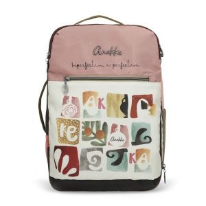 Plecak damski Anekke, wykonany z materiału tekstylnego z dekoracyjnym nadrukiem zamykany na zamek, różowy, 42575-011. Czerwone plecaki Anekke. Za 499,00 zł.