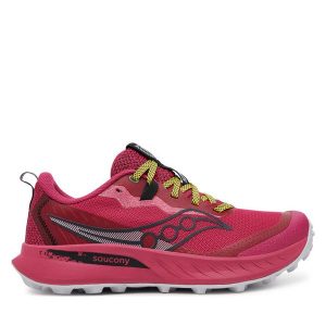 Buty do biegania Saucony. Czerwone buty sportowe Saucony, bez wzorów, bez zapięcia, do biegania. Za 459,99 zł.