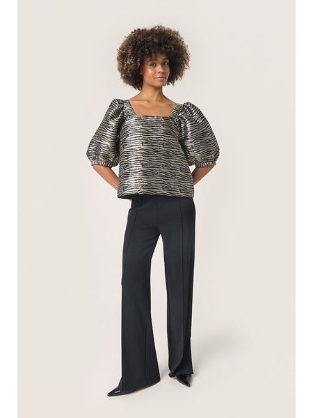 Soaked in Luxury Bluzka w kolorze beżowo-czarnym rozmiar: XL. Brązowe bluzki Soaked in Luxury, xl, bez wzorów, bez kołnierzyka, bez ramiączek. Za 122,38 zł.