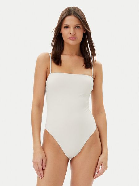 Calvin Klein Swimwear Strój kąpielowy KW0KW02709 Beżowy. Brązowe stroje jednoczęściowe Calvin Klein Swimwear, bez wzorów, z syntetyku. Za 269,99 zł.