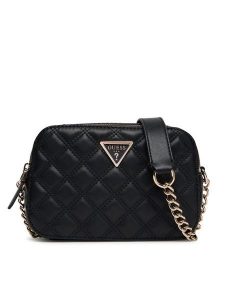 Guess Torebka Giully II HWQG96 73140 Czarny. Czarne torebki klasyczne Guess, z aplikacjami, ze skóry, bez dodatków. Za 419,99 zł.