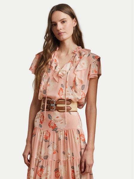 LAUREN RALPH LAUREN Bluzka 200963698001 Różowy Relaxed Fit. Czerwone bluzki Lauren Ralph Lauren, xl, bez wzorów, z syntetyku, bez kołnierzyka, bez ramiączek. Za 399,99 zł.