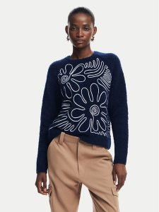 Desigual Sweter Cambridge 24WWJF68 Granatowy Regular Fit. Niebieskie swetry klasyczne Desigual, m, z syntetyku, bez kołnierzyka. Za 299,99 zł.