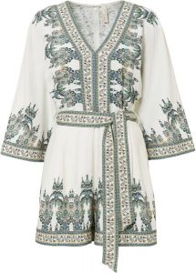 Kombinezon z domieszką lnu. Brązowe kombinezony bonprix, bez wzorów, eleganckie, bez kołnierzyka, bez ramiączek. Za 209,99 zł.