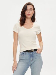 Tommy Hilfiger T-Shirt WW0WW41776 Beżowy Slim Fit. Brązowe t-shirty TOMMY HILFIGER, xl, bez wzorów, z bawełny, bez kołnierzyka, bez ramiączek. Za 179,99 zł.