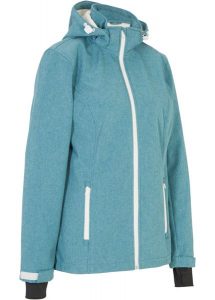 Kurtka softshell, z materiału odpychającego wodę. Niebieskie kurtki bonprix, bez wzorów, z softshellu. Za 279,99 zł.