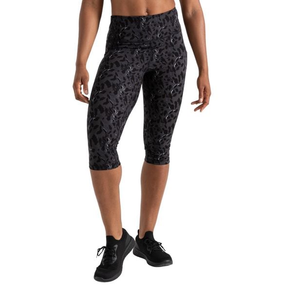 Legginsy Damskie 3/4 Z Nadrukiem Influential Dash. Czarne legginsy Dare 2b, bez wzorów, z elastanu. Za 198,99 zł.