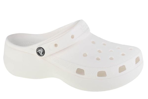 Klapki Crocs Model Classic Platform Clog W Kolor Biały. Białe klapki Crocs, bez wzorów, z gumy, bez obcasa. Za 289,99 zł.