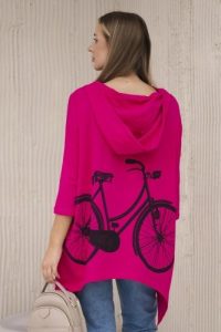 Bluza z nadrukiem roweru fuksja. Czerwone bluzy KESI, l, bez wzorów, z bawełny, z kapturem. Za 218,51 zł.