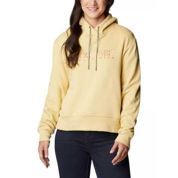 Bluza turystyczna damska Columbia Lodge Hoodie z kapturem. Żółte bluzy Columbia, s, bez wzorów, z kapturem. W wyprzedaży za 265,00 zł.