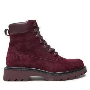 Trapery Tamaris. Czerwone buty zimowe Tamaris, bez obcasa, bez zapięcia. Za 359,99 zł.