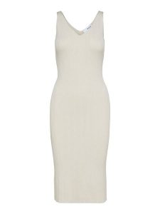 SELECTED FEMME Sukienka w kolorze kremowym rozmiar: XL. Brązowe sukienki Selected Femme, na imprezę, s, bez wzorów, z wiskozy, klasyczne, bez kołnierzyka, bez ramiączek, maxi. Za 92,21 zł.
