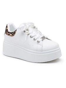 Foreverfolie Sneakersy w kolorze biało-brązowym rozmiar: 40. Białe trampki Foreverfolie, z aplikacjami, bez zapięcia. Za 92,21 zł.