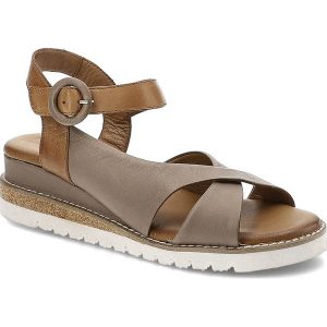 Beżowe Sandały Artiker Wygodne Skórzane Buty. Brązowe sandały ARTIKER, z aplikacjami, ze skóry, bez obcasa, na koturnie, bez zapięcia. Za 239,00 zł.