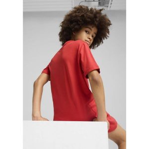 Młodzieżowa koszulka Essentials Colour z logo No.1 PUMA Red Fire. Czerwona bluzki Puma, m, bez wzorów, z gumy, młodzieżowe, bez kołnierzyka, bez ramiączek. Za 80,05 zł.