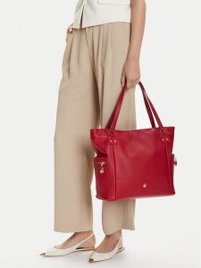 Beverly Hills Polo Club Torebka CEO-BHPC-C-005-08 Bordowy. Czerwone shopper bag Beverly Hills Polo Club, bez wzorów, z materiału, bez dodatków. Za 249,99 zł.