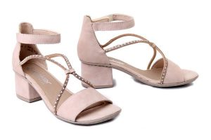 RIEKER 64654-31 pink, sandały damskie. Brązowe sandały Rieker, bez wzorów, bez obcasa, bez zapięcia. Za 319,90 zł.