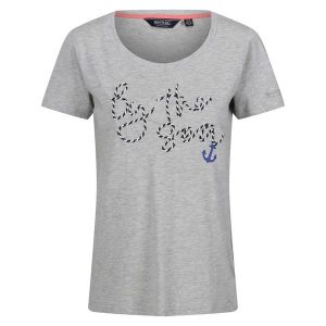 T-shirt Damski Napisy Melanżowy Filandra VIII. Białe koszulki sportowe Regatta, bez wzorów, bez ramiączek. Za 36,99 zł.