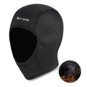 Czapka Skull Polarowa Wiatroszczelna Termiczna Szalik. Czarne czapki WEST BIKING, bez wzorów, z materiału, sportowe. Za 55,60 zł.