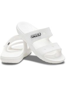 Crocs Klapki "Classic" w kolorze białym rozmiar: 39/40. Białe klapki Crocs, bez wzorów, z otwartym noskiem, bez obcasa. Za 88,02 zł.