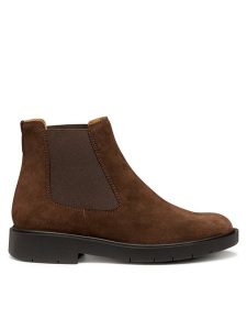 Geox Sztyblety D Spherica Ec1 D16QRC 00022 C6006 Brązowy. Brązowe botki Geox, bez wzorów, ze skóry, bez obcasa, na płaskiej podeszwie, bez zapięcia. Za 509,99 zł.