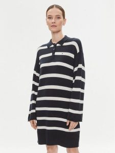 Tommy Hilfiger Sukienka dzianinowa WW0WW39931 Granatowy Relaxed Fit. Niebieskie kombinezony TOMMY HILFIGER, xxs, bez wzorów, z dzianiny, bez kołnierzyka, bez ramiączek. Za 679,99 zł.