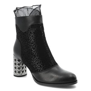 Czarne Botki S.Barski Eleganckie Buty Damskie Na Obcasie. Czarne botki S.BARSKI, w ażurowe wzory, ze skóry, bez obcasa, na obcasie, bez zapięcia. Za 288,99 zł.
