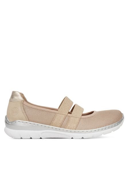 Rieker Półbuty L3281-62 Beżowy. Brązowe półbuty Rieker, bez wzorów, z materiału, bez obcasa, na płaskiej podeszwie, bez zapięcia. Za 209,99 zł.