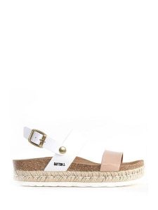 BAYTON Sandały "Gaceo" w kolorze biało-beżowym rozmiar: 38. Białe sandały Bayton, bez wzorów, z otwartym noskiem, bez obcasa, na koturnie, bez zapięcia. Za 150,02 zł.