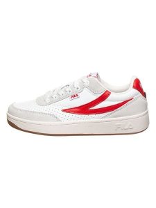 Fila Skórzane sneakersy w kolorze biało-czerwonym rozmiar: 38. Białe trampki Fila, bez wzorów, bez zapięcia. Za 141,52 zł.