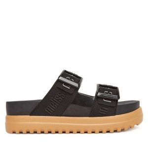 Klapki Melissa. Czarne klapki Melissa, bez wzorów, bez obcasa. Za 469,99 zł.