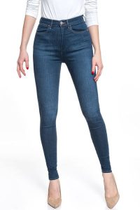 WRANGLER SUPER HIGH SKINNY DARK INDIGO W27WVQX1E 112128201. Niebieskie rurki Wrangler, z jeansu. Za 199,99 zł.