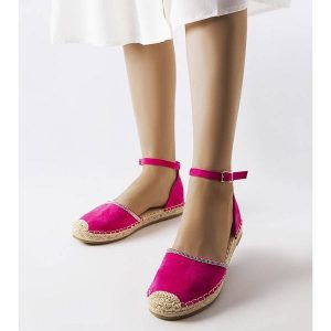 Różowe espadryle Licia. Czerwone espadryle bez wzorów, z gumy, bez obcasa. Za 84,15 zł.