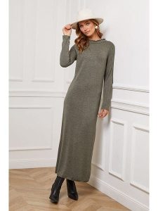 Joséfine Sukienka dzianinowa "Analog" w kolorze khaki rozmiar: S. Brązowe sukienki Joséfine, s, bez wzorów, z dzianiny, bez kołnierzyka, bez ramiączek, maxi. Za 130,99 zł.