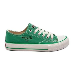 Damskie Trampki Big Star NN274240 Zielone. Zielone trampki bez wzorów, z materiału, bez zapięcia. Za 180,71 zł.